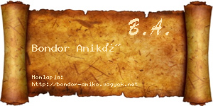 Bondor Anikó névjegykártya