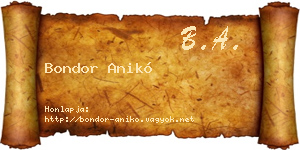 Bondor Anikó névjegykártya